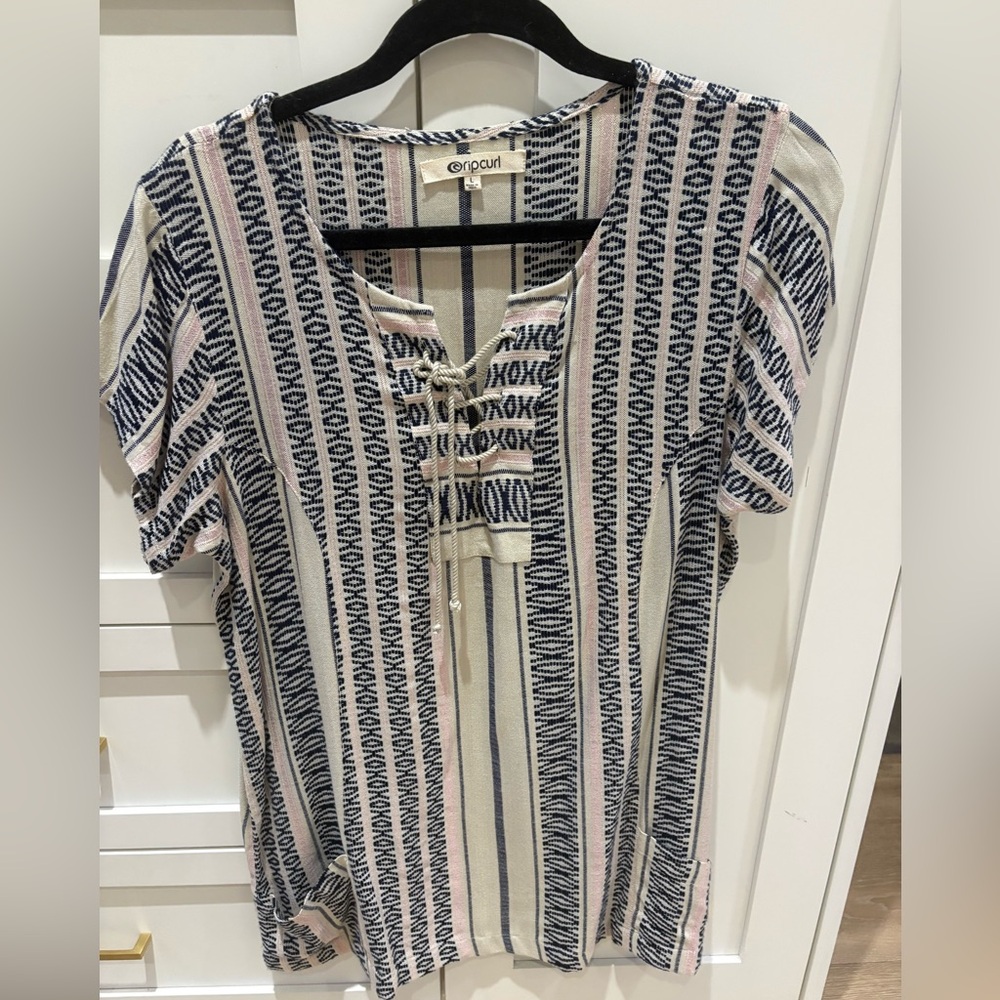 Rip Curl Patterned Tunic - Blue and Pink